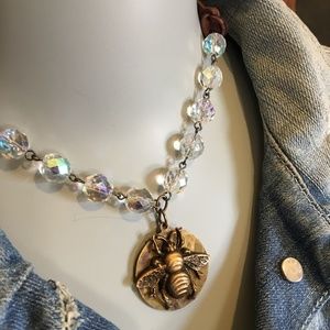 Custom  JEWELS Swarovski Honey Bee Necklace